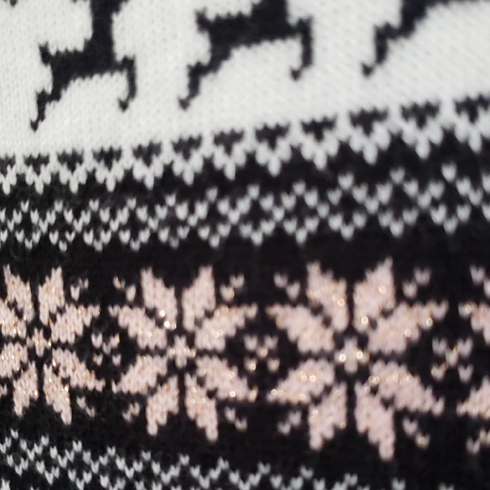 Children's Place Nordic Knit Black and White Leggings  Sparkle Snowflakes NWT